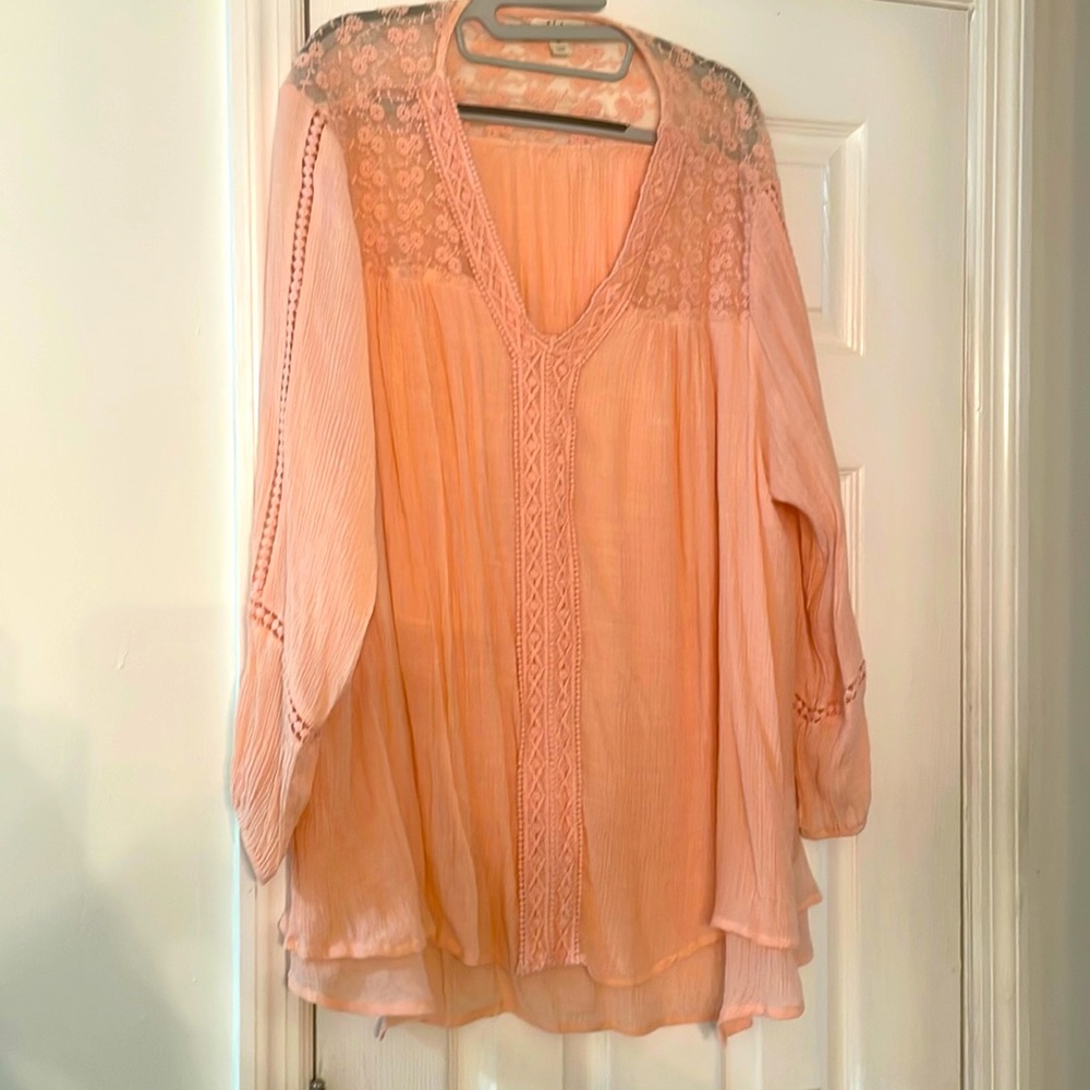Plus size peach gauze top 3x